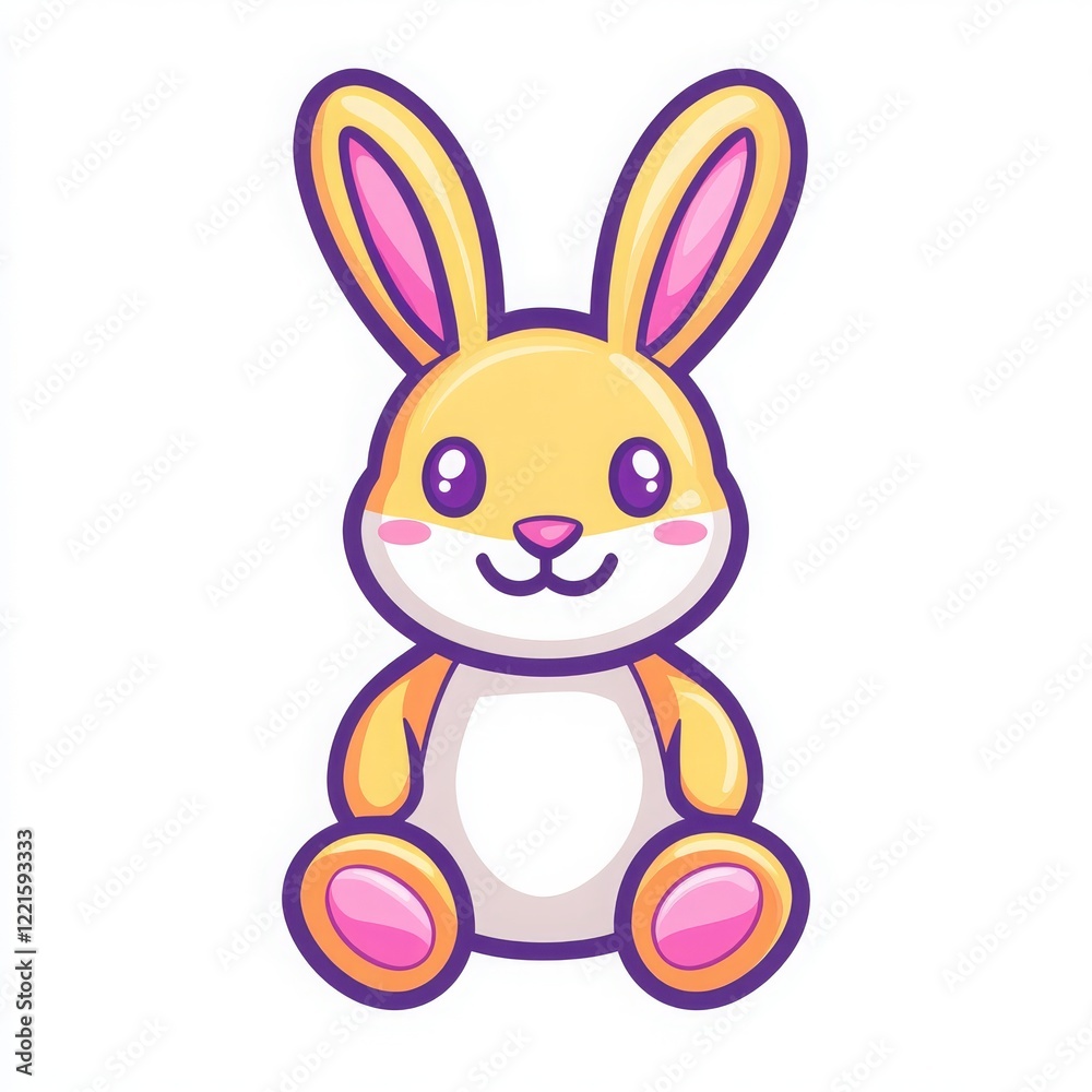 Fototapeta premium Minimalistic Easter bunny icon with thin outline in flat style Generative AI