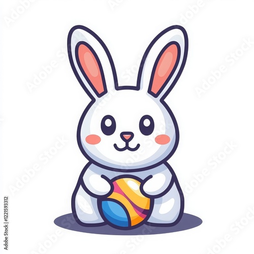 Minimalistic Easter bunny icon with thin outline in flat style Generative AI photo