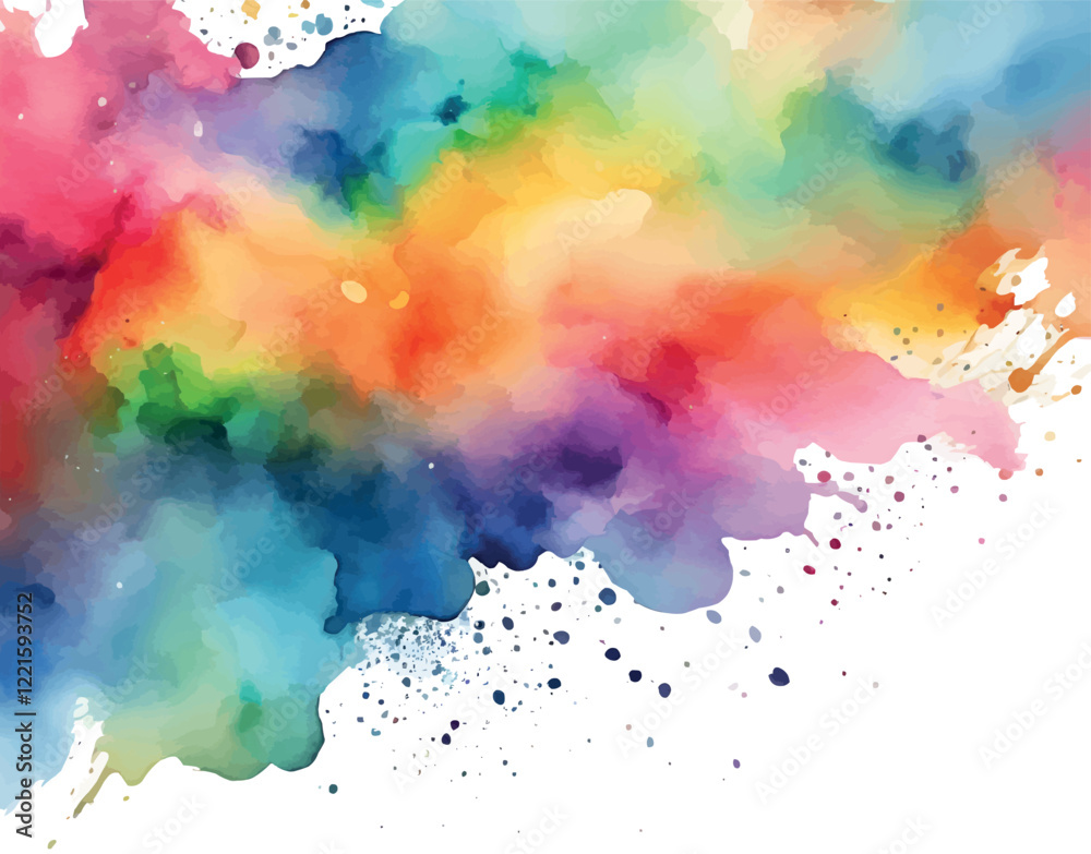 Obraz premium Vector rainbow watercolor background, hand painted on paper, banner, postcard, invitation