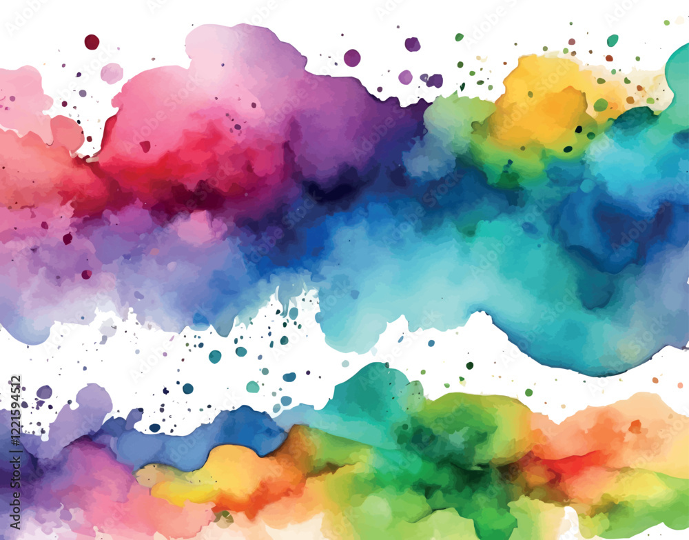 Obraz premium Vector rainbow watercolor background, hand painted on paper, banner, postcard, invitation