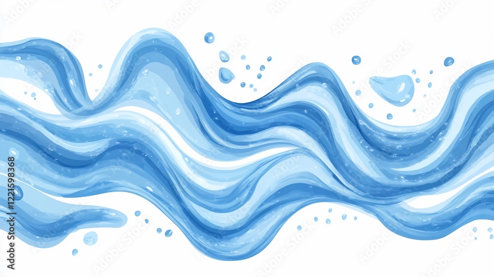 Abstract flowing blue water wave with splashes. Abstract flowing blue water wave with splashes.