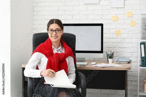 Female office worker doing ...