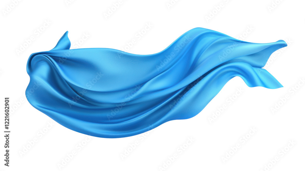 Blue silk fabric on transparent background Blue silk fabric on transparent background