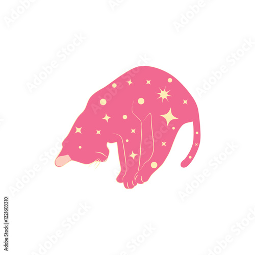 Mystical cats in boho style, silhouette collection. Esotericism and mysticism, occultism. Cartoon flat vector illustrations, isolated