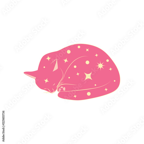 Mystical cats in boho style, silhouette collection. Esotericism and mysticism, occultism. Cartoon flat vector illustrations, isolated