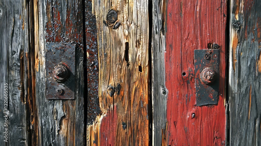Valentine mockup card abstract design. Weathered Wooden Wall with Rusty Metal Fasteners. Valentine mockup card abstract design. Weathered Wooden Wall with Rusty Metal Fasteners.