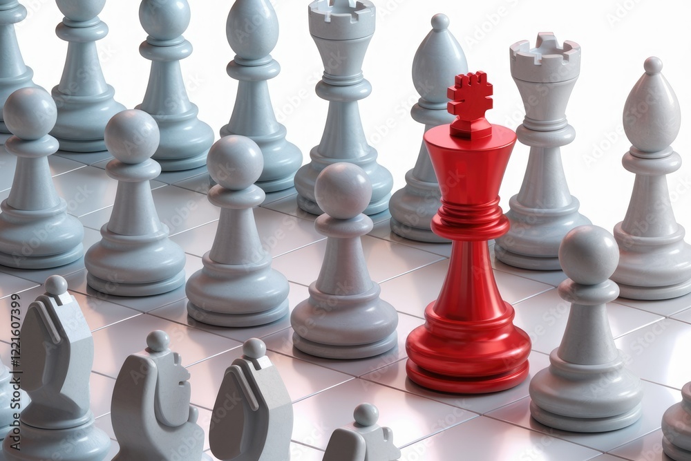 A White Chessboard With A Singular Red King A White Chessboard With A Singular Red King