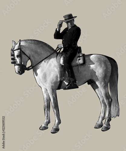 The Spanish rider on a white horse