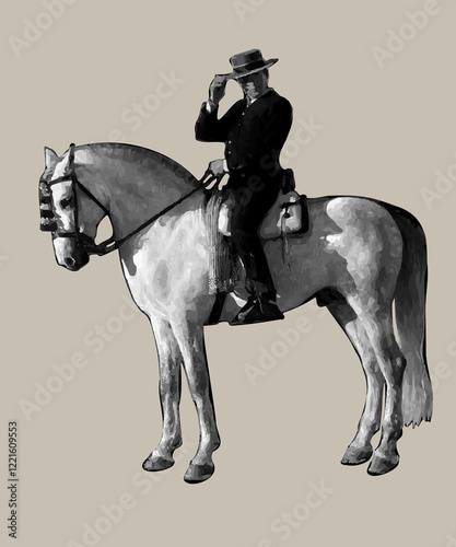 The Spanish rider on a white horse