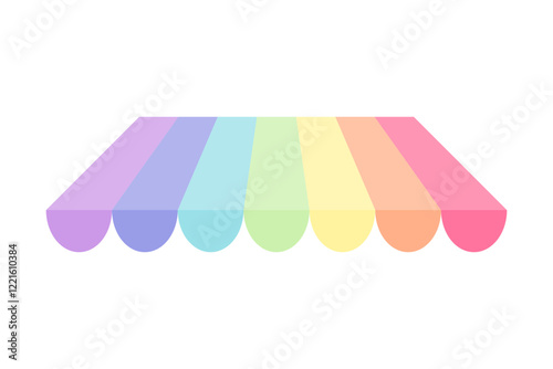 Rainbow striped party canopy awning for building facade in vector