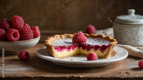 Delicious German Himbeerkuchen with Raspberry Custard and Perfect Crust photo