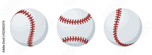Set of Baseball ball. Sport ball baseball. Flat icon. Sport game equipment. Vector illustration