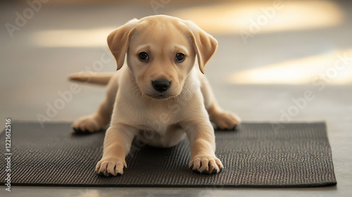  puppy practicing place command