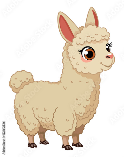 Cute cartoon lama. Vector isolated illustration