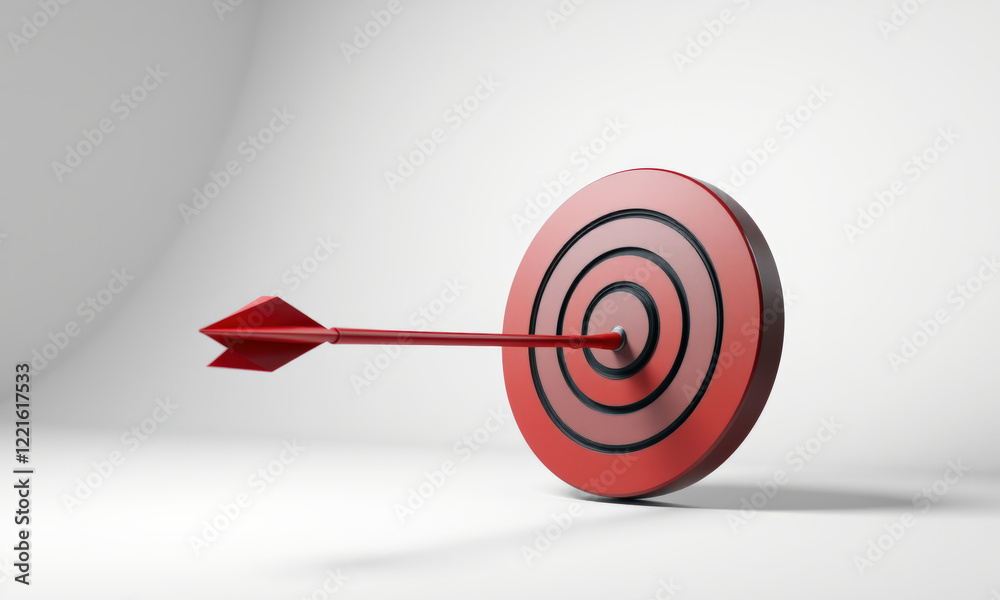 red target with dart hitting center, symbolizing focus and achievement. design is simple yet impactful, conveying sense of precision and success