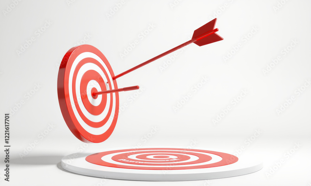red target with concentric circles and arrow striking center, symbolizing precision and focus. This conveys determination and success in achieving goals red target with concentric circles and arrow striking center, symbolizing precision and focus. This conveys determination and success in achieving goals