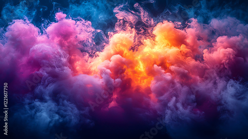 Wallpaper Mural Vibrant, colorful smoke clouds forming a dramatic, abstract scene. Torontodigital.ca