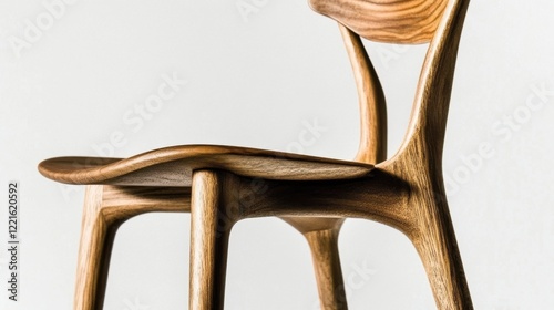 A minimalist wooden chair with smooth curves and organic lines highlights the beauty of furniture design, blending function and aesthetics in a refined, contemporary style.