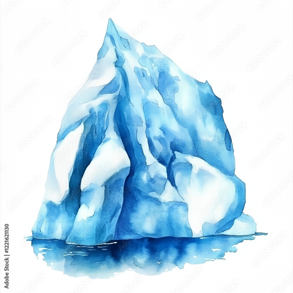 Fototapeta premium Large blue ice block with a white background