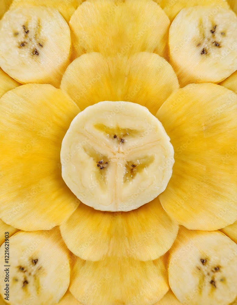 A vibrant arrangement of sliced bananas, showcasing their creamy yellow hues and unique textures. A vibrant arrangement of sliced bananas, showcasing their creamy yellow hues and unique textures.