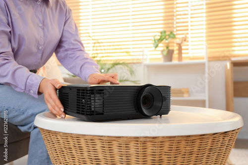 Woman adjusting black multi...