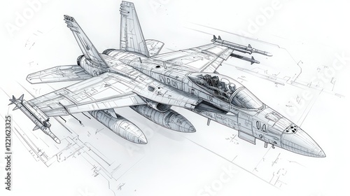 F-18 Super Hornet Fighter Jet: Detailed Technical Drawing