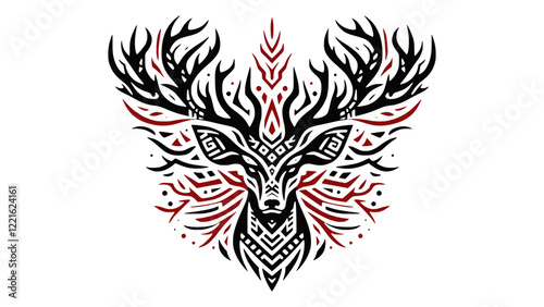 Intricate Tribal Deer Head Art