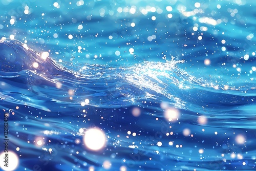 Blue water with ripples on the surface Defocus blurred transparent blue-colored clear calm water surface texture with splashes and bubbles Water waves with shining pattern texture background photo