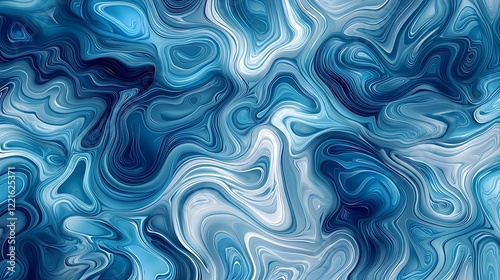 Blue waves pattern Summer lake wave, water flow abstract vector seamless background