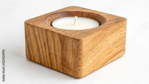 Square Wooden Candle Holder with Tealight Candle