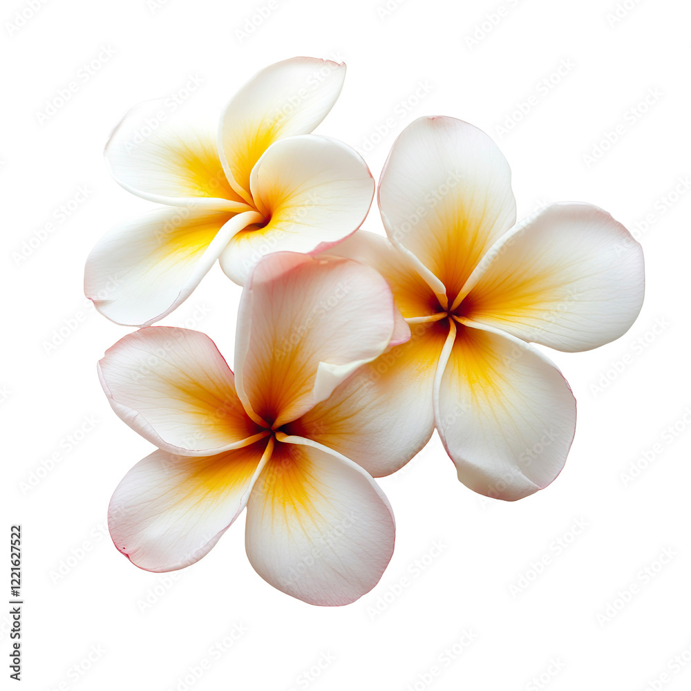 Fototapeta premium A stunning plumeria flower in full bloom, showcasing its delicate petals and vibrant color gradient