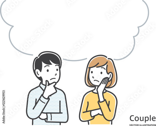 想像している若い夫婦とふきだし
