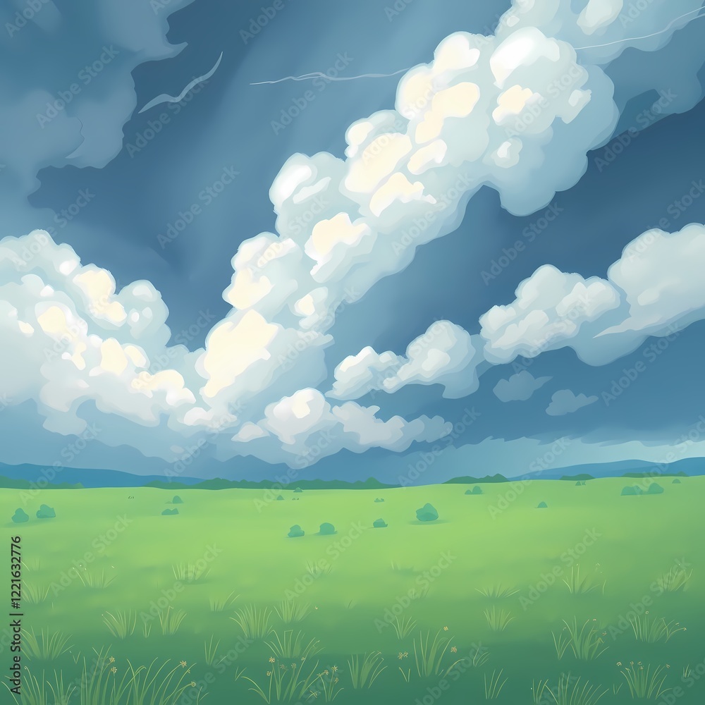 Fototapeta premium green field and blue sky