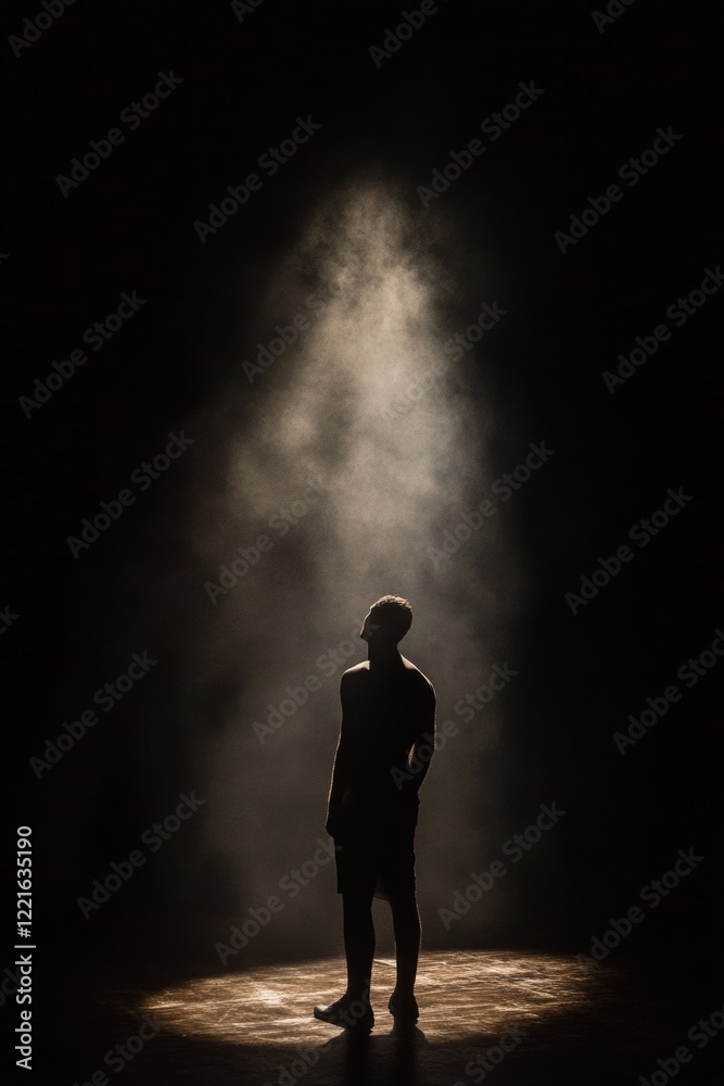 Figure of a man in a spotlight Figure of a man in a spotlight
