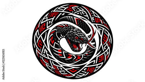 Tribal Snake Circular Pattern Illustration