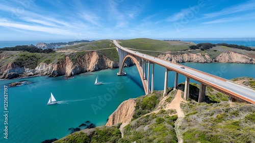 Bixby creek bridge scenic view big sur california aerial photography coastal landscape