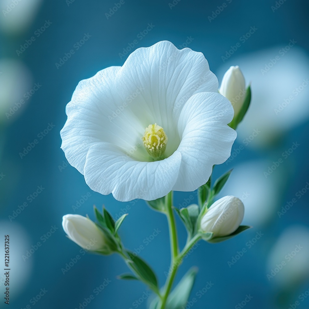Fototapeta premium Serene White Flower Blossom on Teal Background