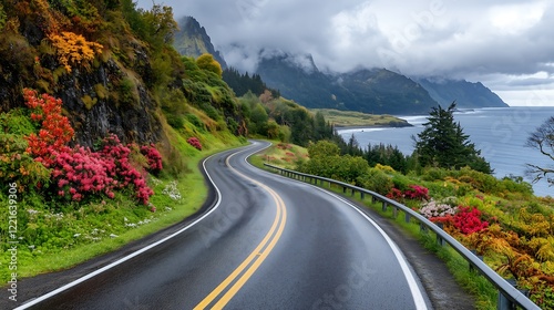 Winding coastal road pacific northwest scenic view nature serene landscape