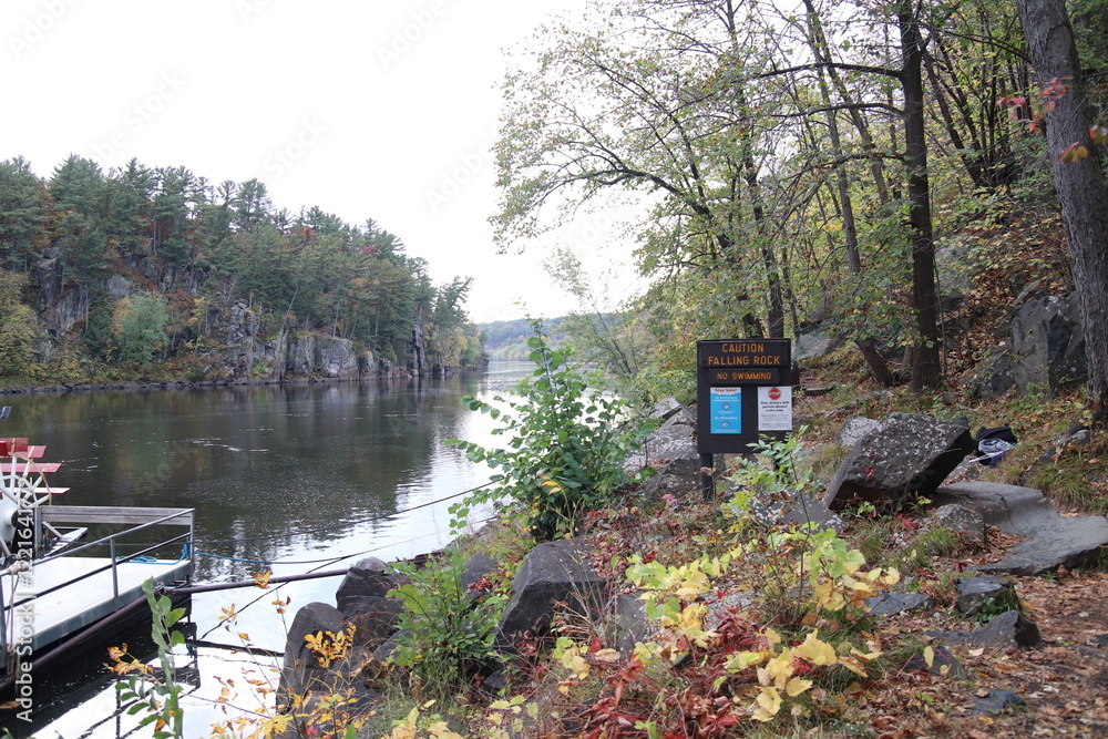 Autumn landscape with trees and lake near Interstate State Park in Taylors Falls, Minnesota. Autumn landscape with trees and lake near Interstate State Park in Taylors Falls, Minnesota.
