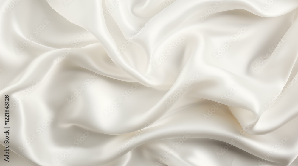Fototapeta premium Soft, luxe white fabric with gentle ripples, creating an elegant backdrop perfect for any design project.
