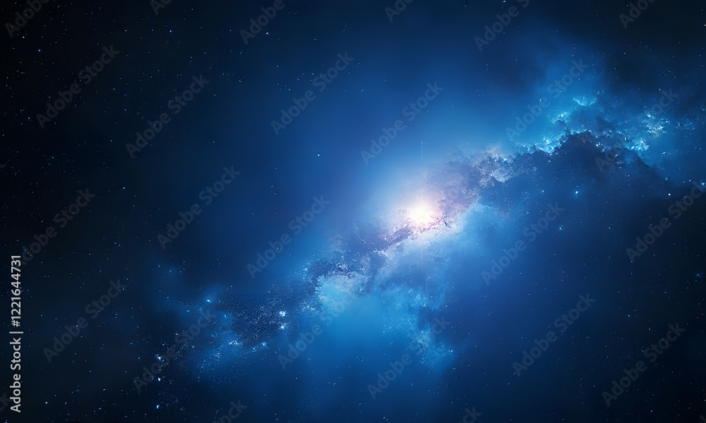 Fototapeta premium Glowing nebulae, stars in dark space suitable for science fiction, astronomy, or space-related concepts. Perfect for backgrounds, book covers, or posters