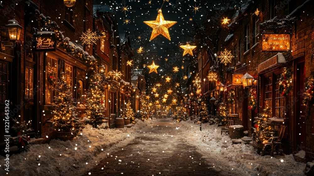 Obraz premium Magical Christmas Eve in a Snowy Village