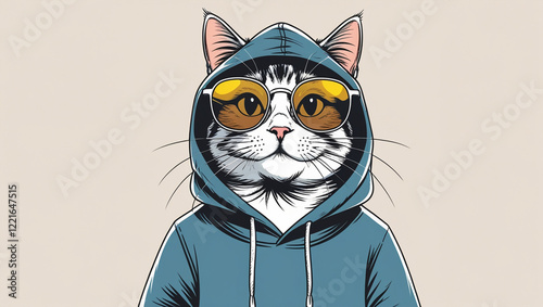 a_small_cat_wear_a_sun_glass_and_hoodie