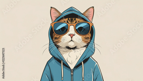 a_small_cat_wear_a_sun_glass_and_hoodie