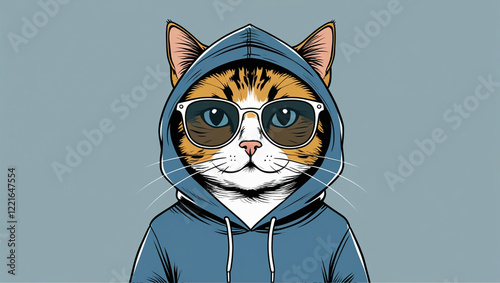 a_small_cat_wear_a_sun_glass_and_hoodie