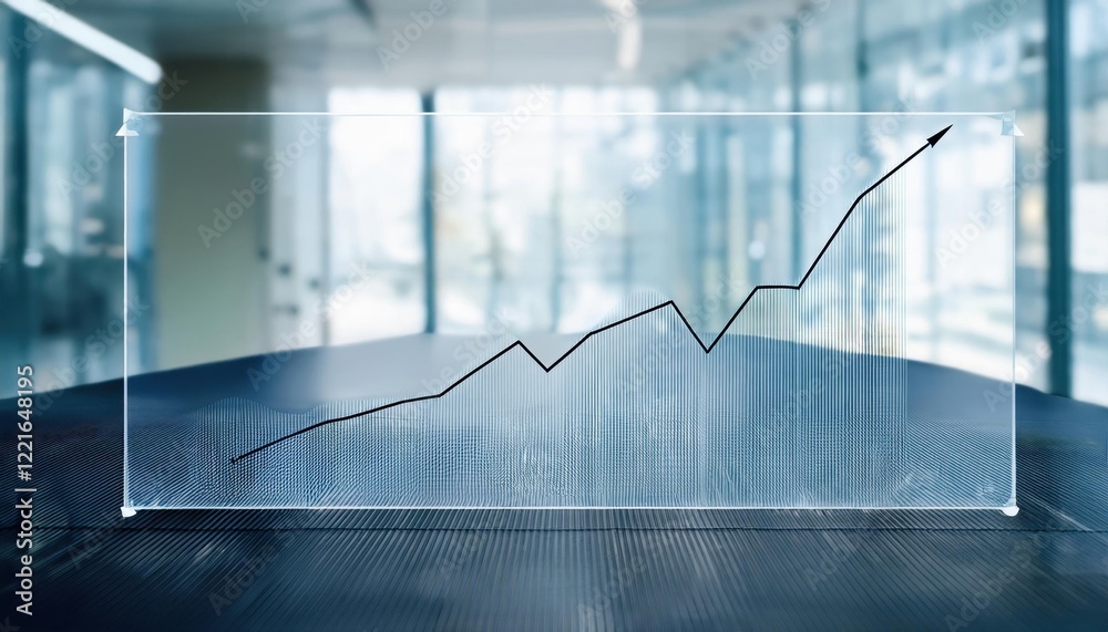 Line Graph Mockup Displayed on Transparent Glass Pane in Modern Office Environment Line Graph Mockup Displayed on Transparent Glass Pane in Modern Office Environment