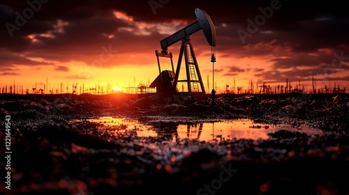 oil pump at sunset
