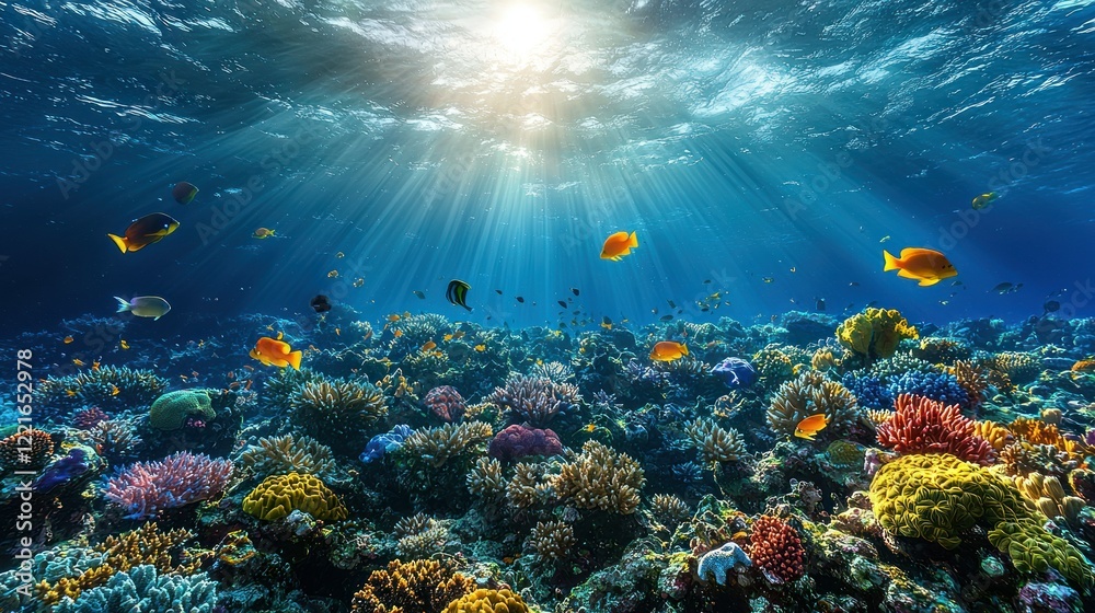 Fototapeta premium Vibrant Underwater Coral Reef Paradise: A Stunning Display of Marine Life