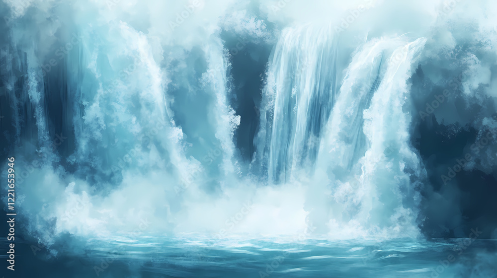 Blurred waterfall background with mist and spray. Ocean Falls. Illustration Blurred waterfall background with mist and spray. Ocean Falls. Illustration