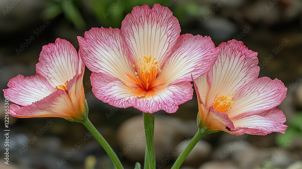 Fototapeta premium Striking Trio: Three Exquisite Eschscholzia Blooming in Harmony